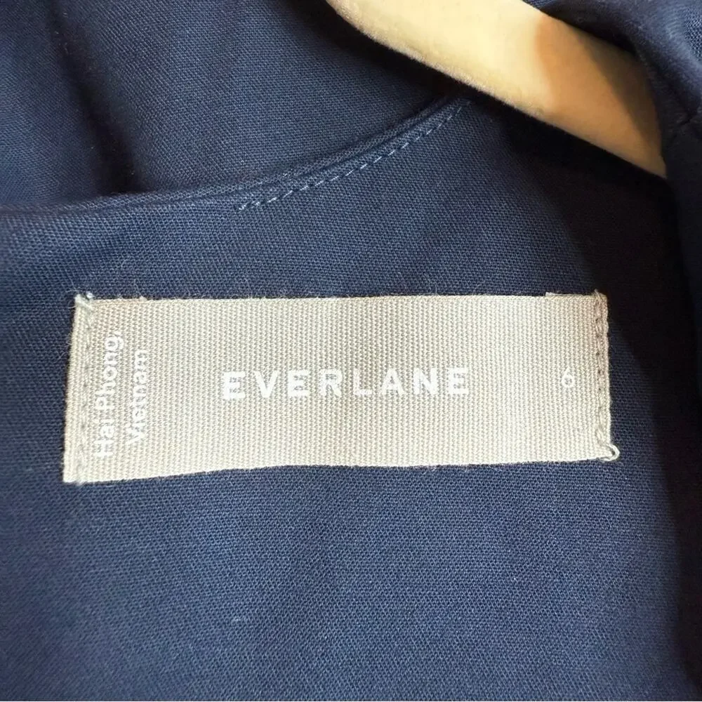 Everlane Navy Structured Cotton Jumpsuit Size 6 New Sleeveless V-Neck Slim Fit - Picture 7 of 9